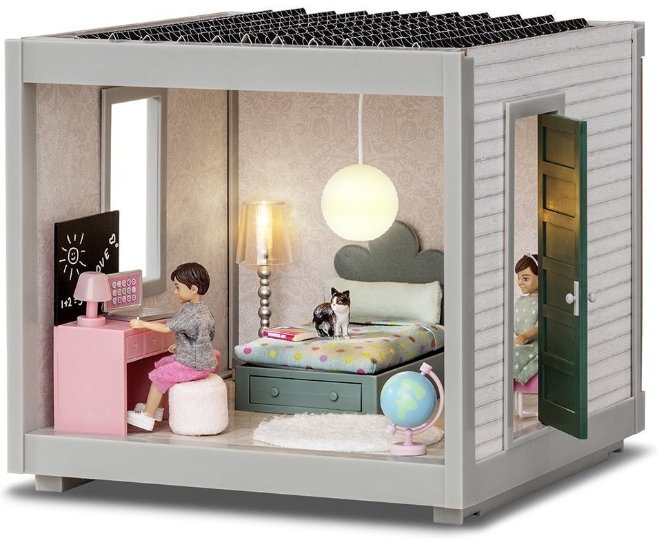 Кукольный домик "Комната 22 см", открытый на 360°, обои в наборе, для кукол 12 см (LB_60102200)