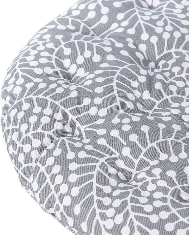 Подушка на стул круглая серого цвета с принтом Спелая Смородина из коллекции scandinavian touch, 40 см (73555)