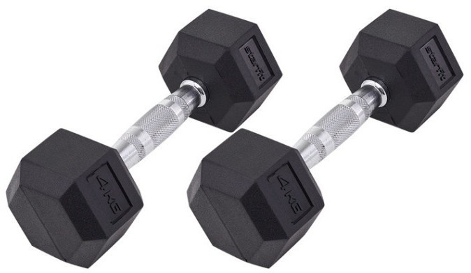 Гантель гексагональная DB-301 4 кг, обрезиненная, черный, пара (1551372)