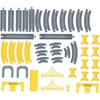 Железная дорога игрушка &quot;Строительная площадка, 92 предмета&quot;, на батарейках со звуком (G201-001)