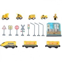Железная дорога игрушка &quot;Строительная площадка, 92 предмета&quot;, на батарейках со звуком (G201-001)