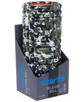 Ролик массажный FA-508, EVA/PP, низкая жесткость, 33x14 cм, зеленый камуфляж/оранжевый (2103725)
