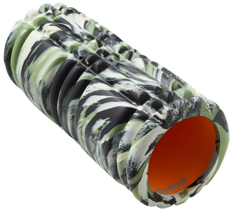 Ролик массажный FA-508, EVA/PP, низкая жесткость, 33x14 cм, зеленый камуфляж/оранжевый (2103725)