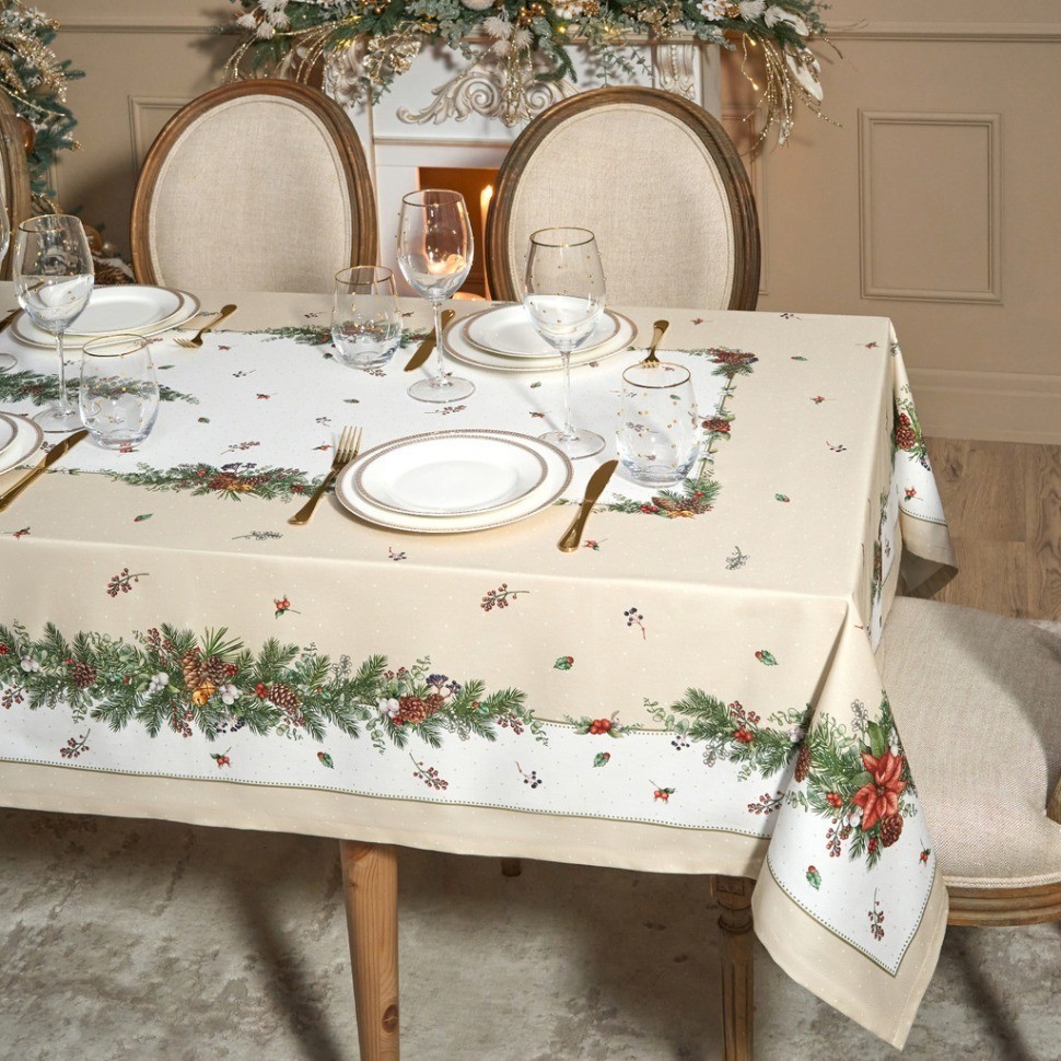 Скатерть "celebration" 160х220см ,бежевый,100% хлопок с пропиткой,твил Lefard (850-734-24)