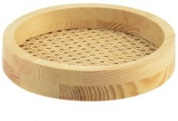 Поднос из дерева и ротанга круглый woodnes, D23 см, светлое дерево (74810)
