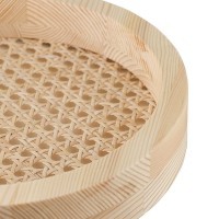 Поднос из дерева и ротанга круглый woodnes, D23 см, светлое дерево (74810)