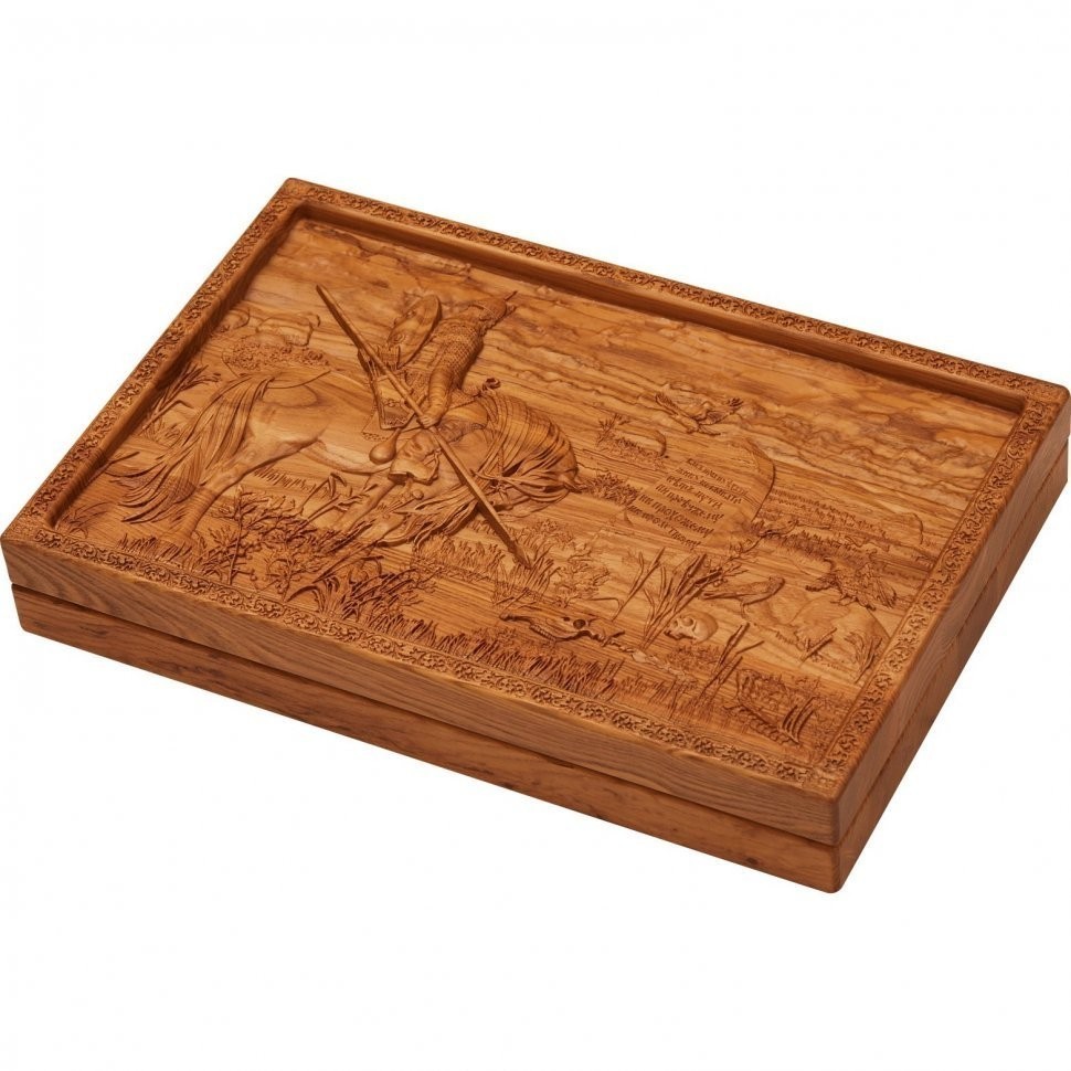 Нарды+шашки "Витязь на распутье"дорожные из массива мореного ясеня 36x46 см (28591)