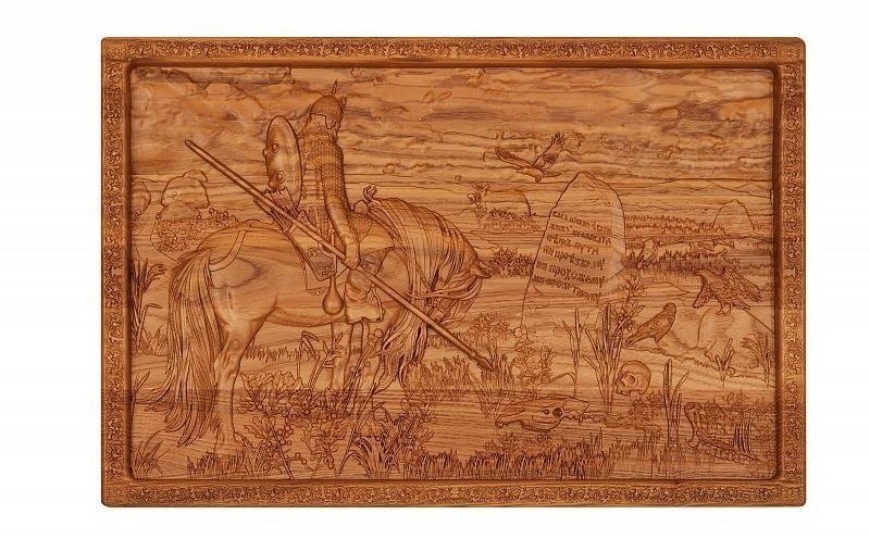 Нарды+шашки "Витязь на распутье"дорожные из массива мореного ясеня 36x46 см (28591)