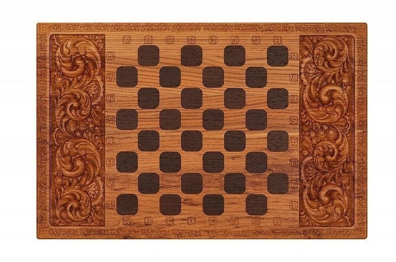 Нарды+шашки "Витязь на распутье"дорожные из массива мореного ясеня 36x46 см (28591)