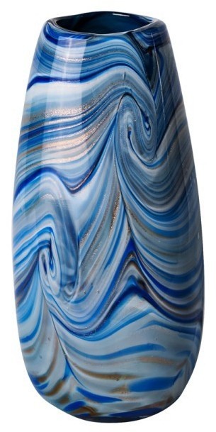 Ваза стеклянная (синяя) d13,5*30см (TT-00003689)