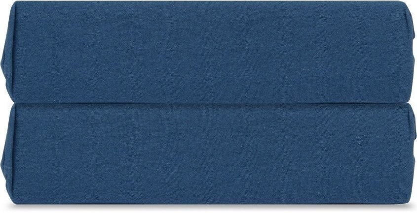 Простыня на резинке темно-синего цвета из органического стираного хлопка из коллекции essential, 160х200 см (69401)