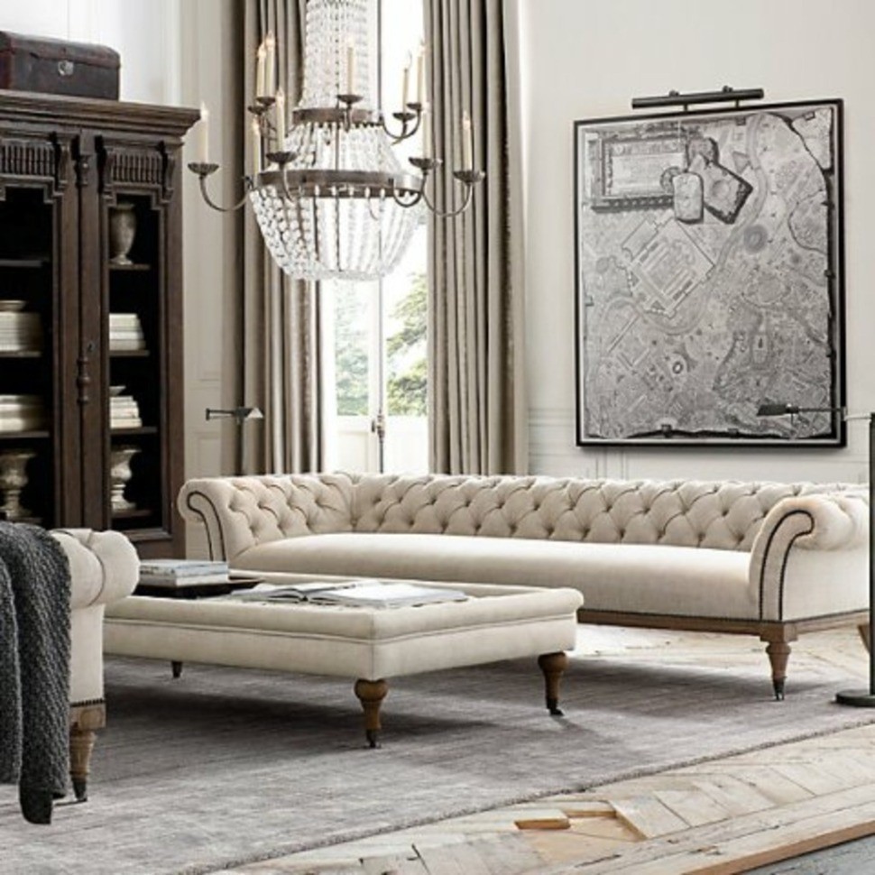 Диван Хамберленд VT11172-A6-A27129A2, каркас массив дуба, обивка лен, Cream, RESTORATION HARDWARE