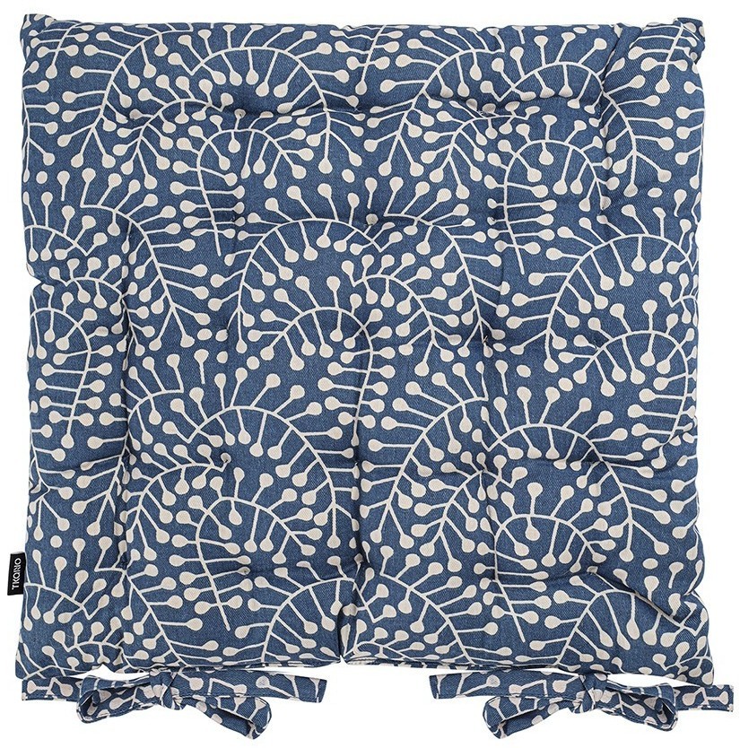 Подушка на стул темно-синего цвета с принтом Спелая Смородина из коллекции scandinavian touch, 40х40 см (77457)