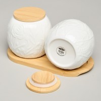 Набор банок lefard &quot;meadow&quot; с дер.крышкой на дер. подставке 2 шт. 19,5*9,5 см 400 мл (587-210)