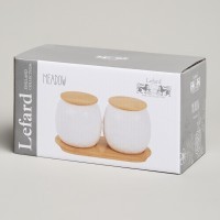 Набор банок lefard &quot;meadow&quot; с дер.крышкой на дер. подставке 2 шт. 19,5*9,5 см 400 мл (587-210)