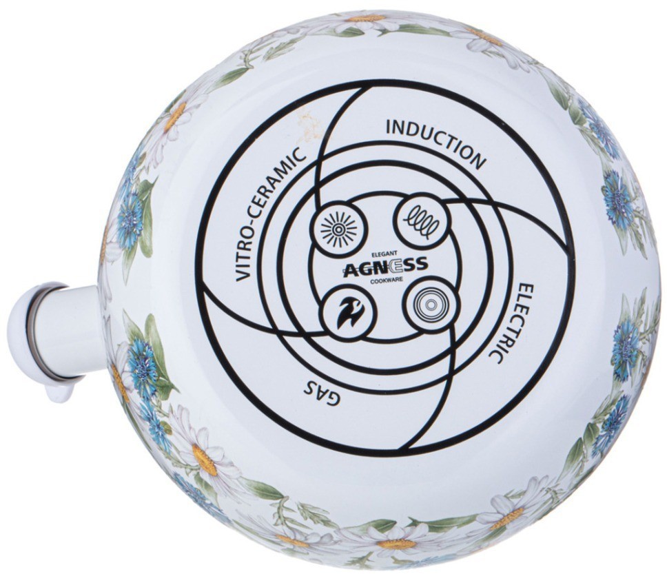 Чайник agness эмалированный со свистком серия "sentiment", 2,2л, индукционное дно (934-638)