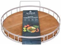 Поднос из дерева с металлическими ручками  40*35*7см цвет бежевый Agness (917-133)
