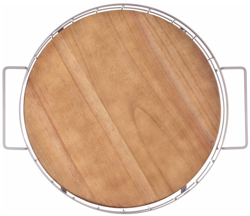 Поднос из дерева с металлическими ручками  40*35*7см цвет бежевый Agness (917-133)