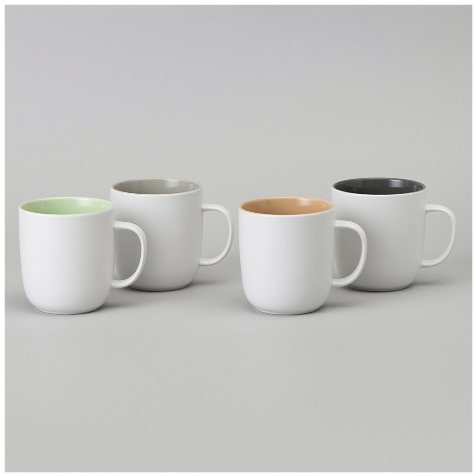 Набор кружек  bronco "velour" 4 шт. 400 мл микс белый (407-108-1)