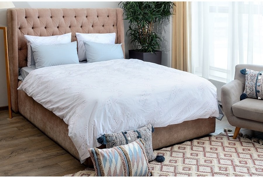 Пододеяльник двухсторонний из перкаля светло-серый с принтом Хвойное утро russian north, 200х200 см (63285)