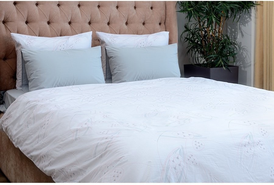 Пододеяльник двухсторонний из перкаля светло-серый с принтом Хвойное утро russian north, 200х200 см (63285)