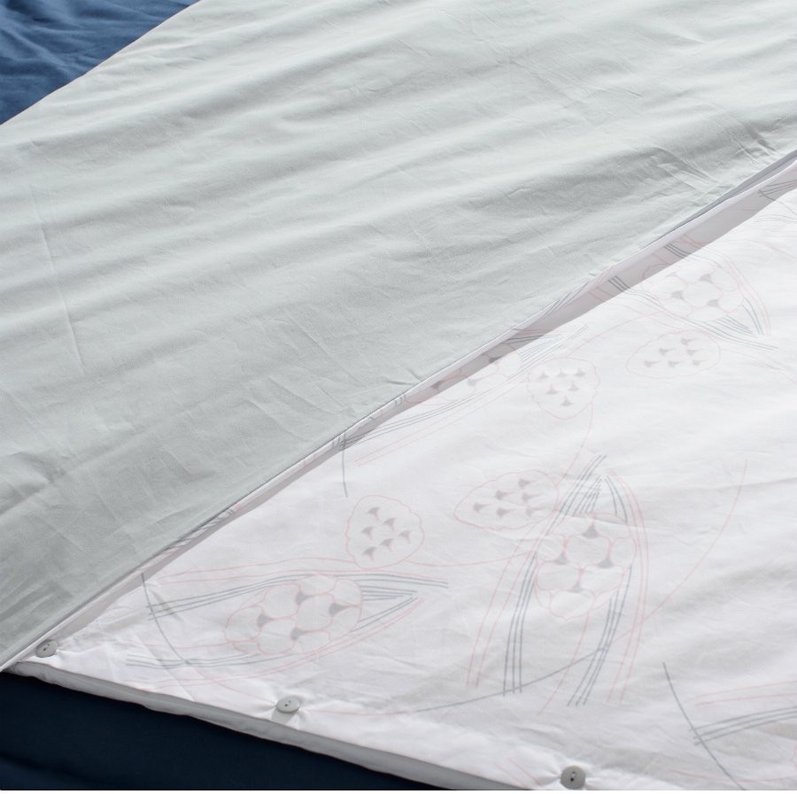 Пододеяльник двухсторонний из перкаля светло-серый с принтом Хвойное утро russian north, 200х200 см (63285)