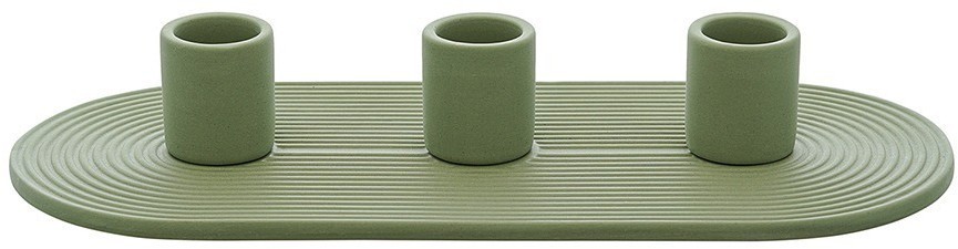 Подсвечник для 3 свечей из каменной керамики оливкового цвета из коллекции essential (76075)