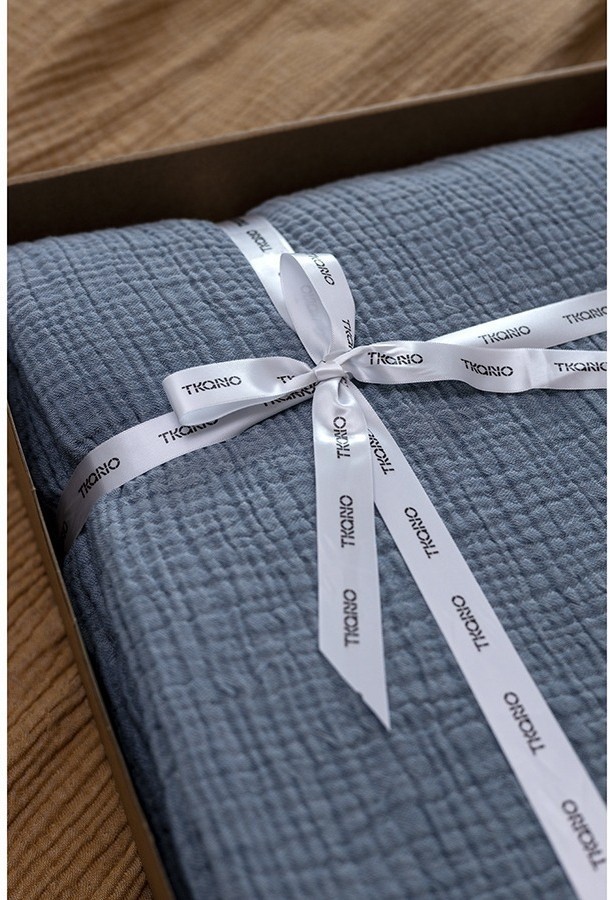 Покрывало двухстороннее из многослойного муслина джинсово-синего цвета из коллекции essential, 180х250 см (75380)