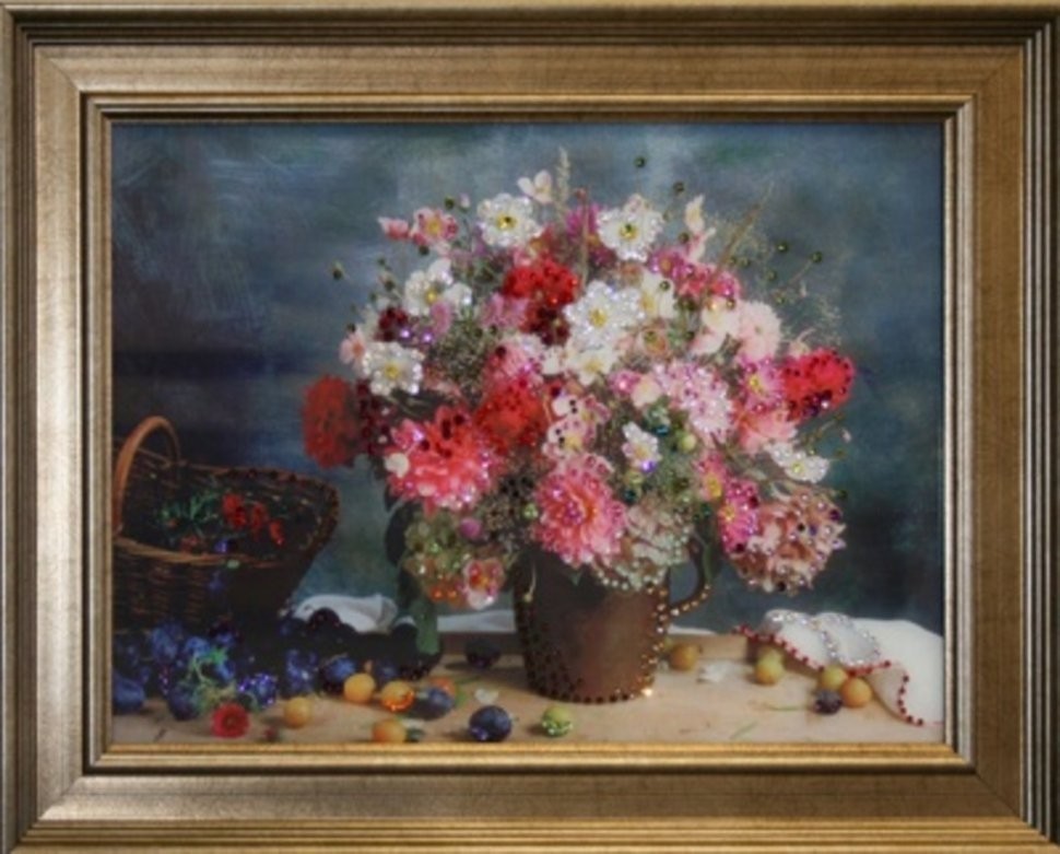 Картина Полевой букет с кристаллами Swarovski (1248)