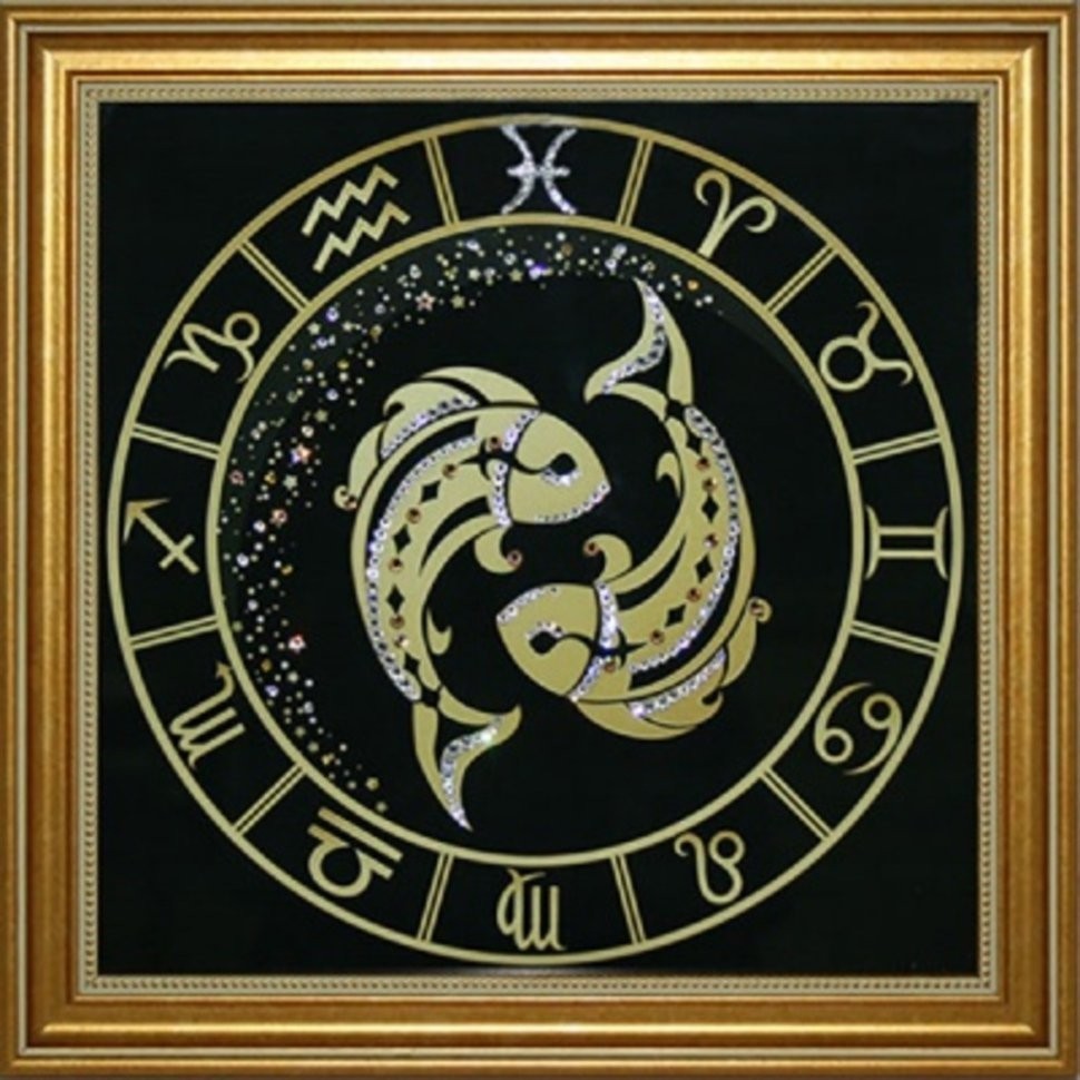 Картина Рыбы Золото с кристаллами Swarovski (1717)