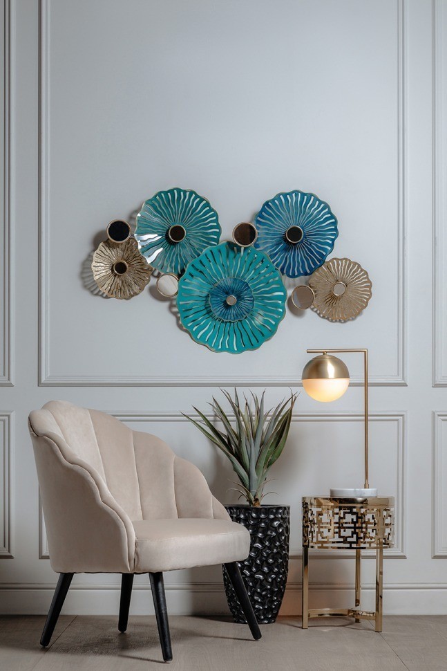 Настенный декор Цветы лазурно-золотистые115,6*67,3*8,3 (TT-00001395)