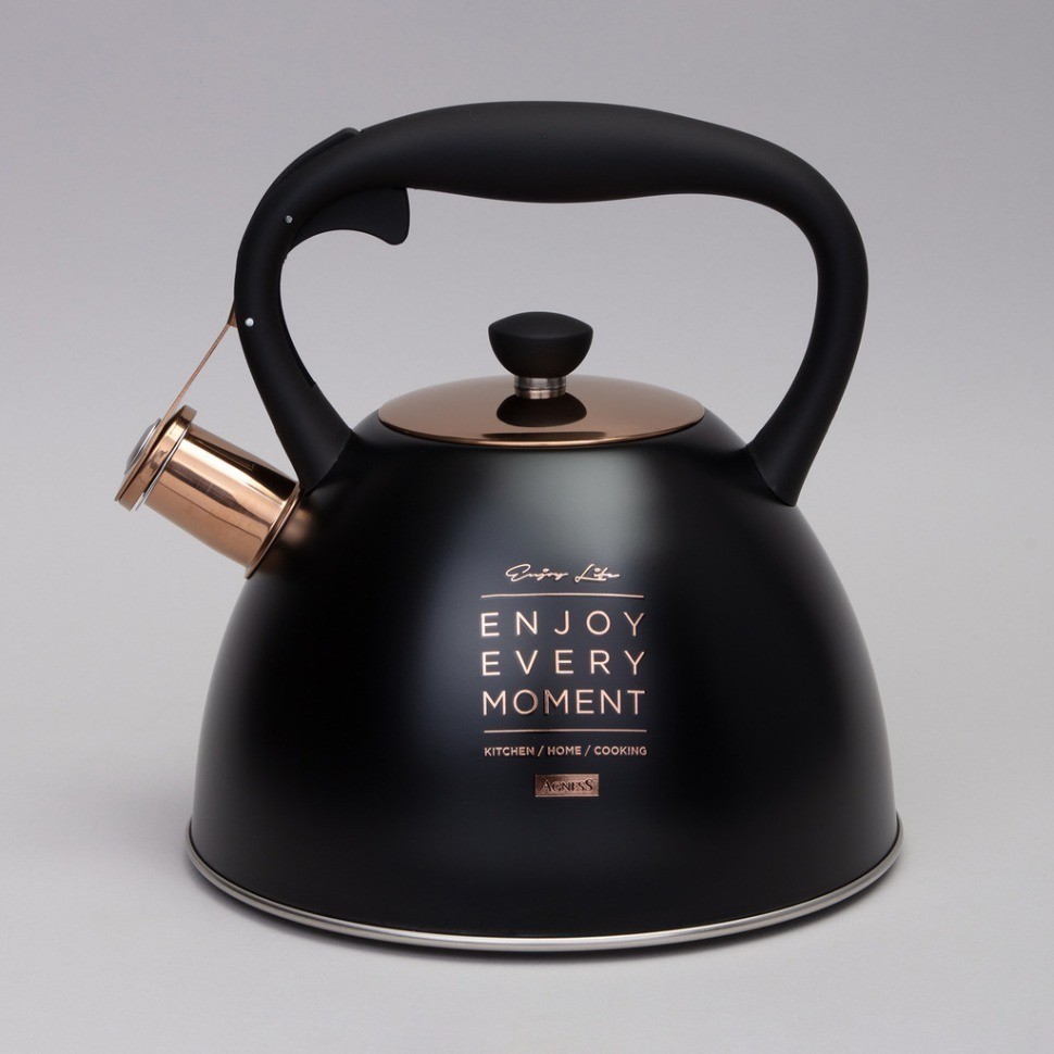 Чайник agness со свистком, 3,0 л термоаккумулирующее дно, индукция (914-157)