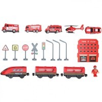 Железная дорога игрушка &quot;Служба спасения, 92 предмета&quot;, на батарейках со звуком (G201-003)