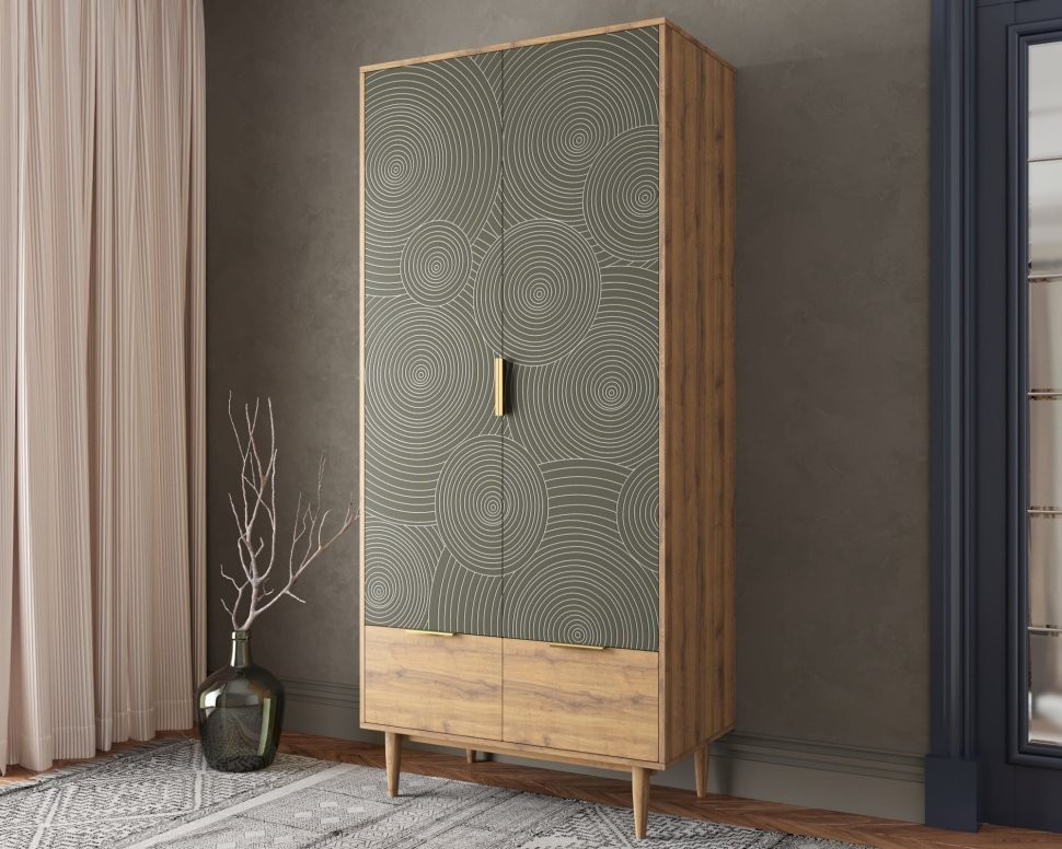 Шкаф двухстворчатый  с ящиками Line R26/browngrey-ET