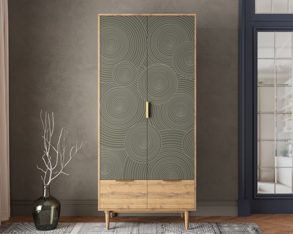 Шкаф двухстворчатый  с ящиками Line R26/browngrey-ET