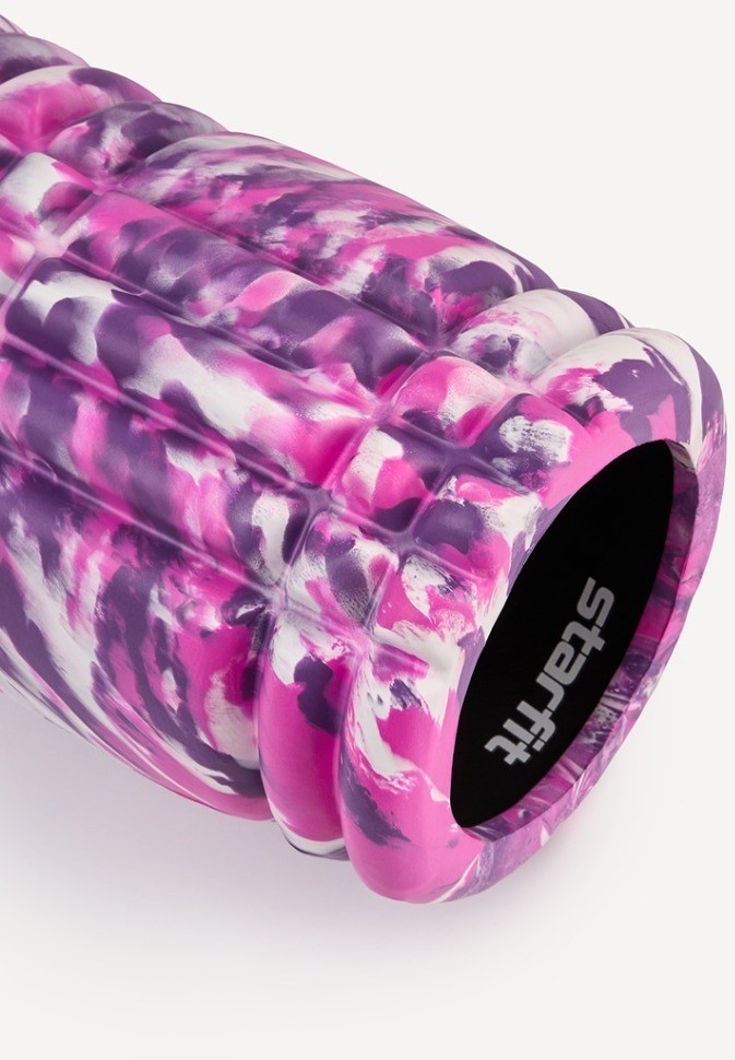 Ролик массажный FA-508, EVA/PP, низкая жесткость, 33x14 cм, розовый камуфляж/черный (2103728)