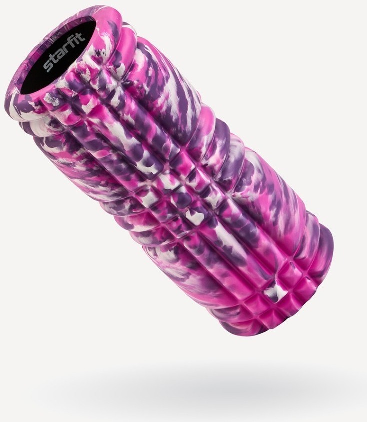 Ролик массажный FA-508, EVA/PP, низкая жесткость, 33x14 cм, розовый камуфляж/черный (2103728)