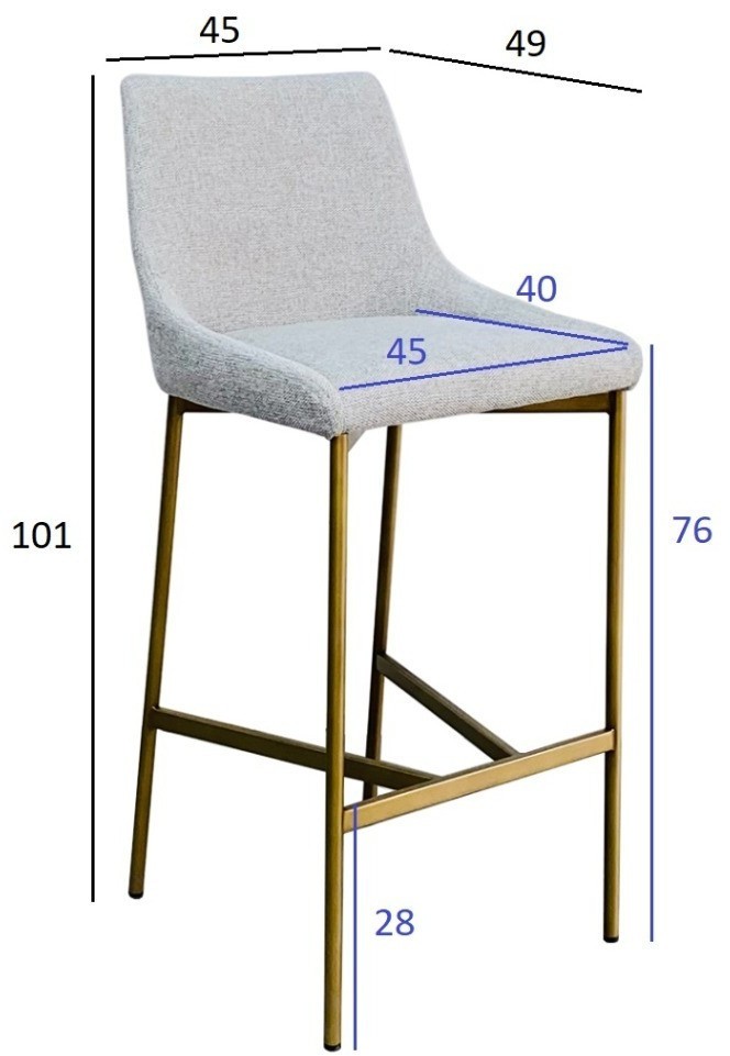 Стул барный белый+бронза 45*49*101см (TT-00013154)