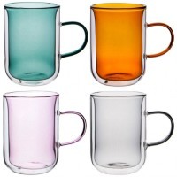 Набор из 4-х кружек &quot;double-wall&quot; 250 мл. диа=7,5 см. в=10,5 см. на подставке Agness (249-200)