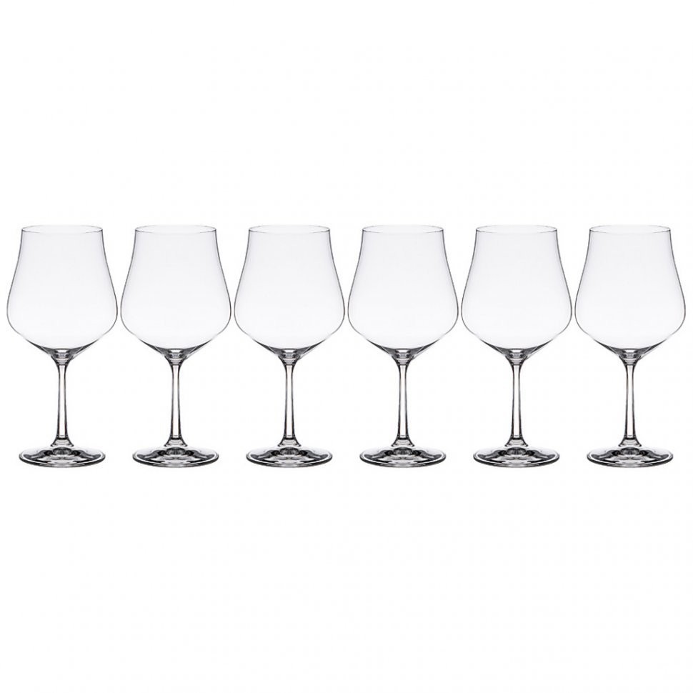 Набор бокалов для вина 600 мл из 6 штук "tulipa" высота=22 см. Bohemia Crystal (674-764)