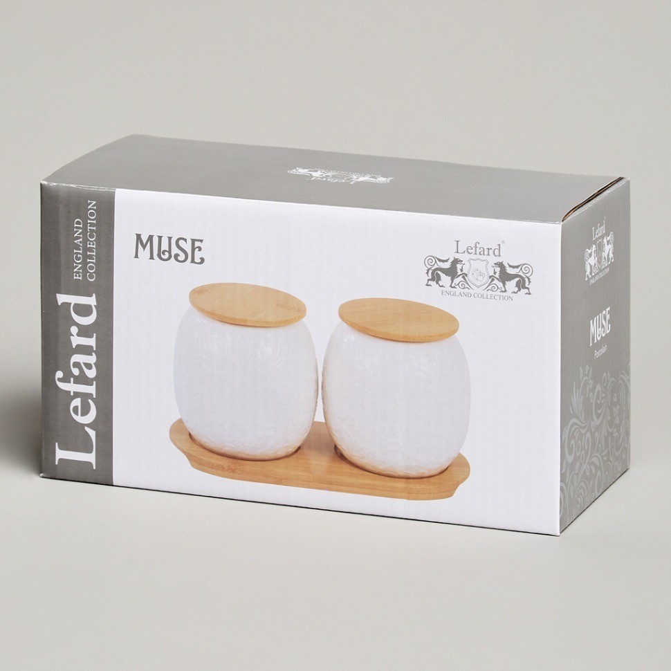 Набор банок lefard "muse" с дер.крышкой на дер.подставке 2 шт. 19,5*9,5 см 400 мл (587-209)
