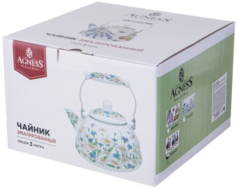 Чайник agness  эмалированный серия "family farm", 3 л (934-627)