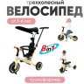 Детский беговел-велосипед 8в1 с крышей и ручкой, бежевый (TR010-BEIGE)