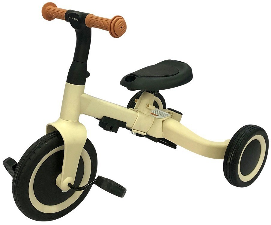 Детский беговел-велосипед 8в1 с крышей и ручкой, бежевый (TR010-BEIGE)