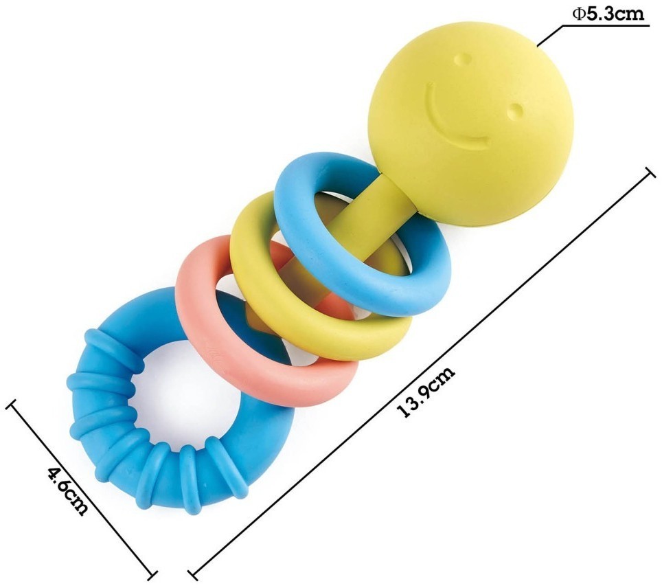 Игрушка для малышей прорезыватель - погремушка "Улыбка" (с цветными кольцами) (E0024_HP)