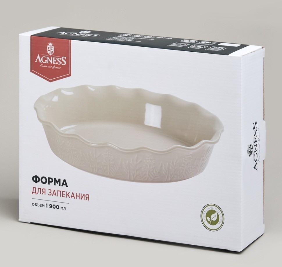 Форма для запекания овальная beige 33*23,5*7 см 1900 мл Agness (780-125)