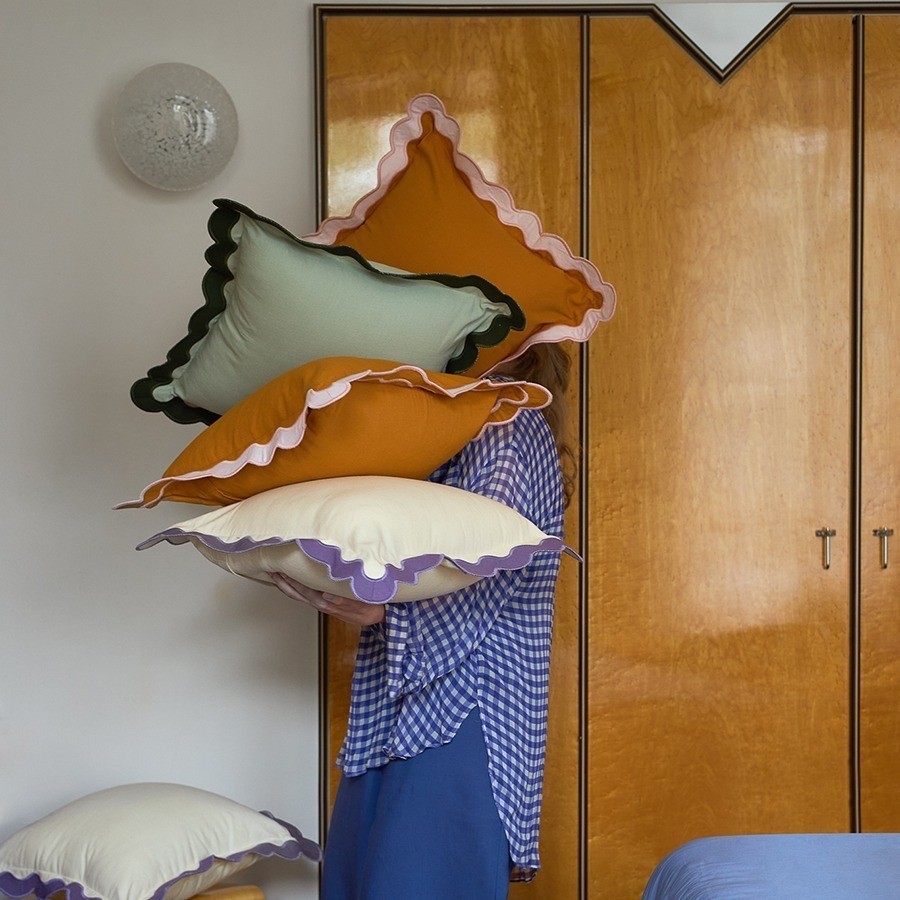 Чехол на подушку с контрастным кантом зеленого цвета из коллекции trendy ruffles, 40х40 см (78895)