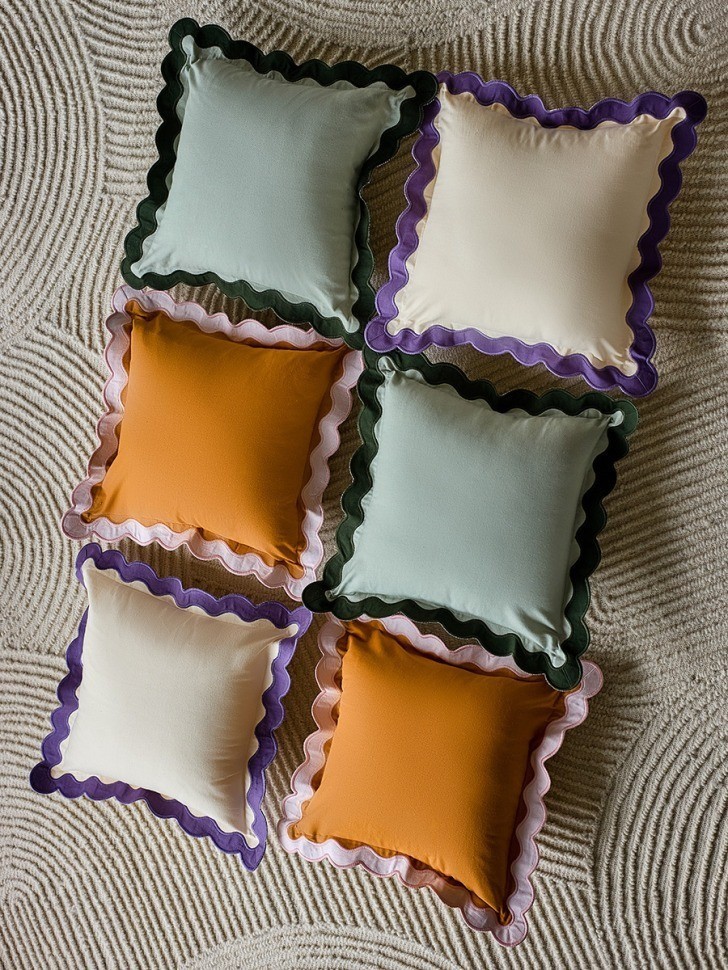 Чехол на подушку с контрастным кантом зеленого цвета из коллекции trendy ruffles, 40х40 см (78895)