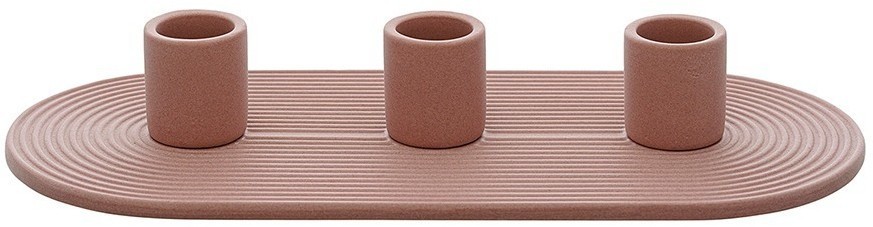 Подсвечник для 3 свечей из каменной керамики темно-розового цвета из коллекции essential (76076)