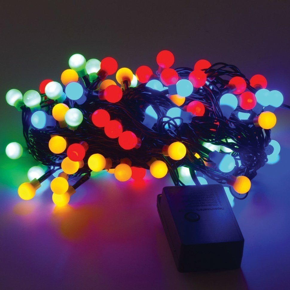 Электрогирлянда-нить Шарики 10 м 100 LED мультицветная 220 V ЗОЛОТАЯ СКАЗКА 591102 (94691)